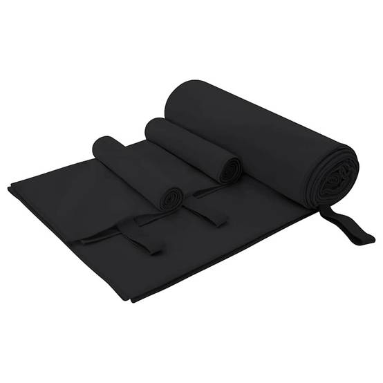 Set de serviettes de sport 3 pcs Noir Polyester et Polyamide Maison Chic - Image 2