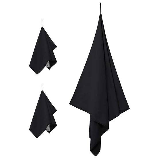 Set de serviettes de sport 3 pcs Noir Polyester et Polyamide Maison Chic - Image 3