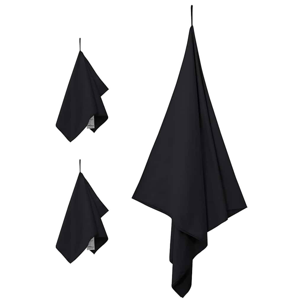 Set de serviettes de sport 3 pcs Noir Polyester et Polyamide Maison Chic - Image 3
