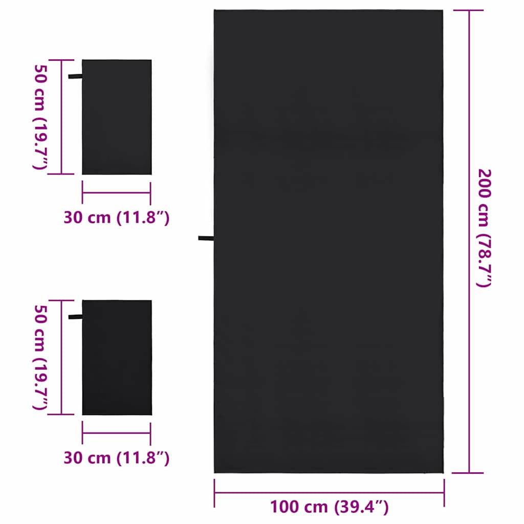 Set de serviettes de sport 3 pcs Noir Polyester et Polyamide Maison Chic - Image 8
