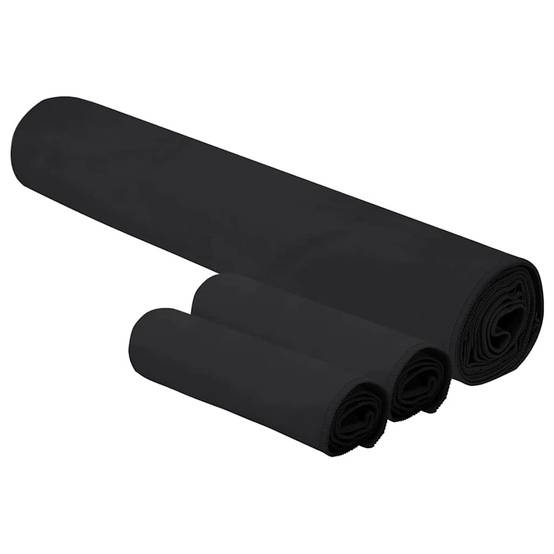 Set de serviettes de sport 3 pcs Noir Polyester et Polyamide Maison Chic - Image 1