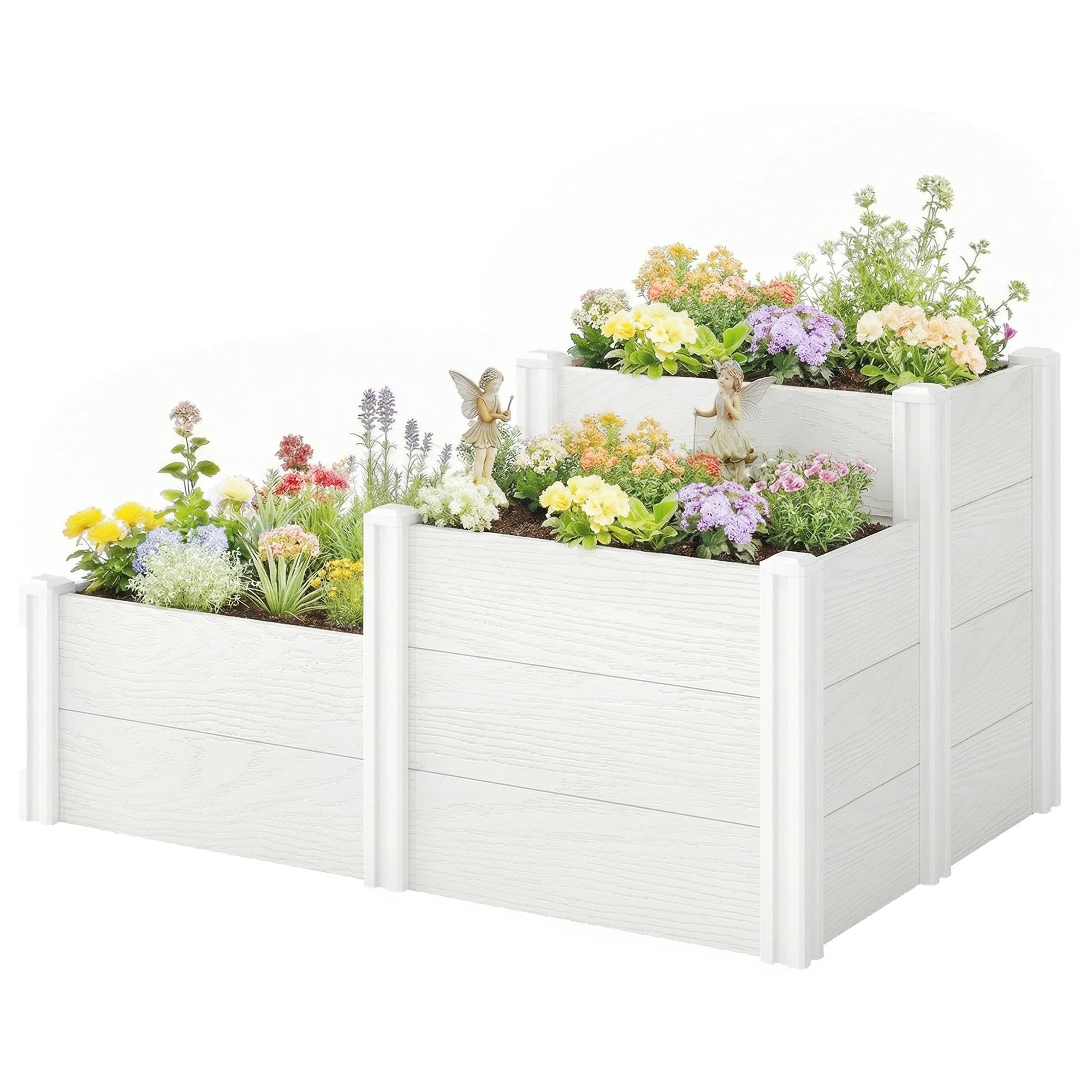 Sans Marque - Hochbeet 3-stufig stapelbar offener Boden modulares Kräuterbeet DIY Kunststoff - Image 2