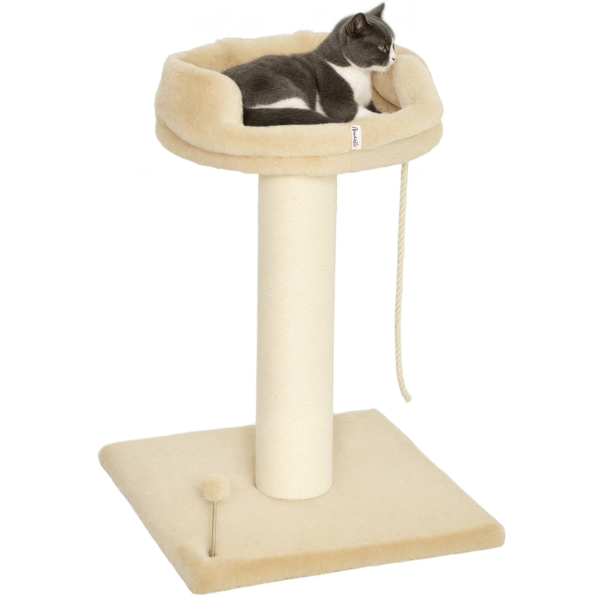 Arbre à chat sisal et peluche beige 55 x 55 x 83 cm - PANGIVO - Image 1