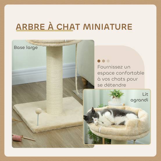 Arbre à chat sisal et peluche beige 55 x 55 x 83 cm - PANGIVO - Image 6