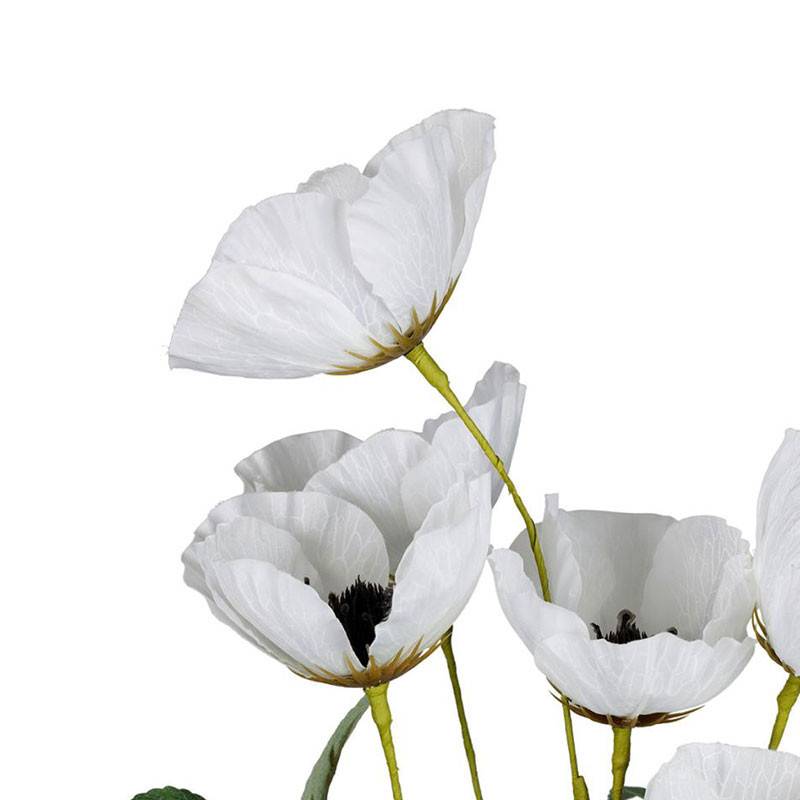 Fleur Artificielle Pavot Blanc Éclatant 55cm - Image 2