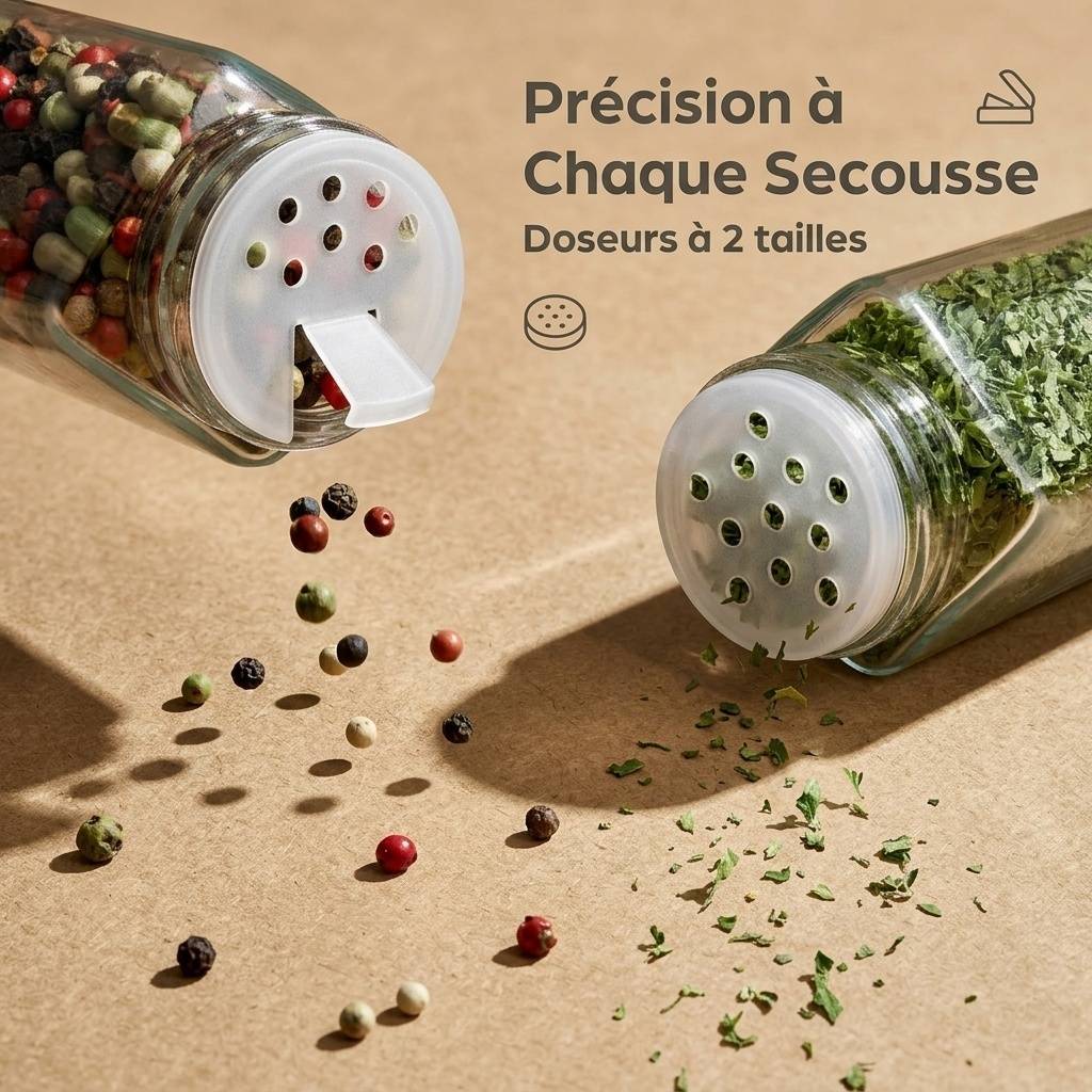 12 pots à épices 120 ml en verre, couvercles, étiquettes, pinceau et cuillère inclus - Image 5