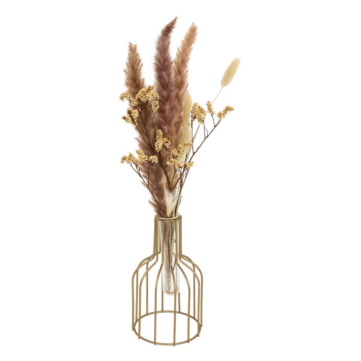 Atmosphera - Composition fleurs séchées automne métal doré rose H40cm - Atmosphera Créateur d'intérieur - Image 2