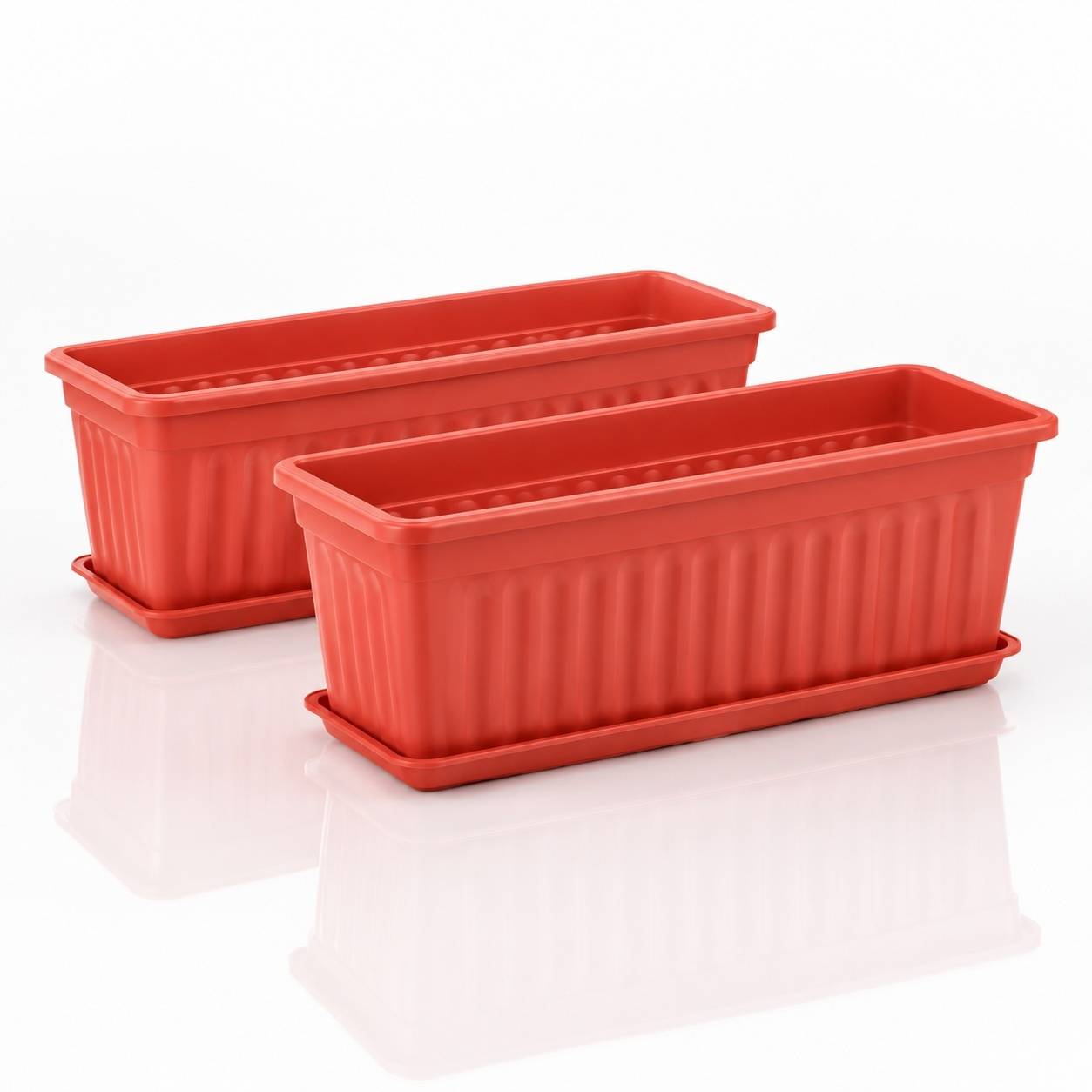 Lot de 4 Jardinières Rectangulaires avec Soucoupe et Étiquettes - Image 5