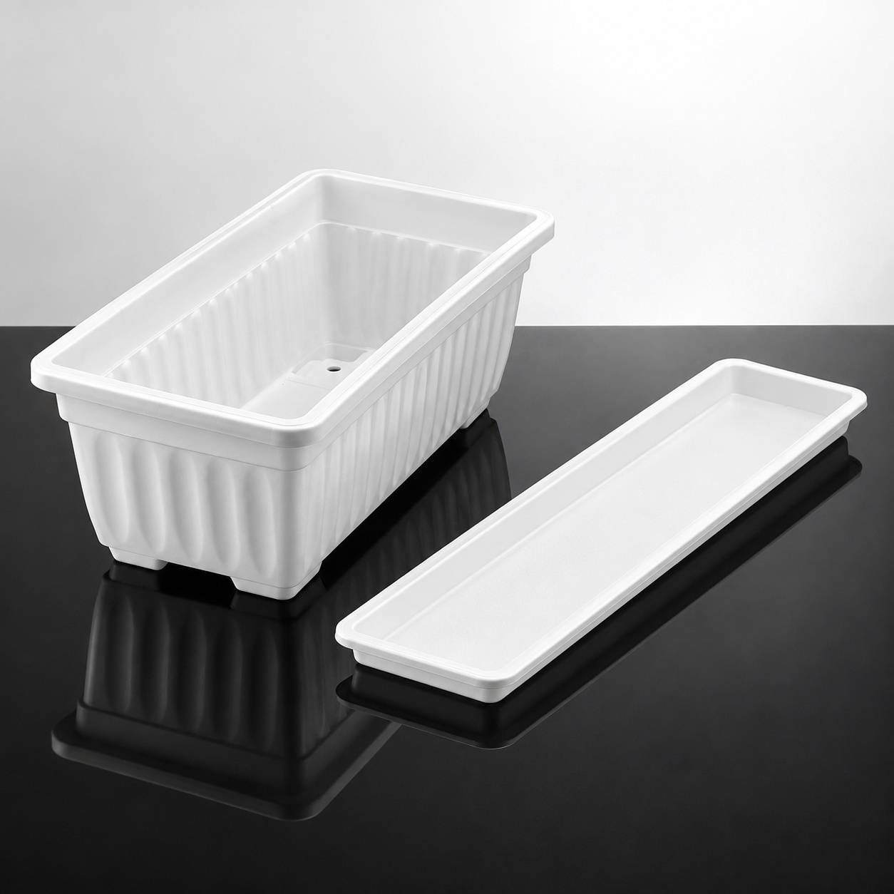 Lot de 4 Jardinières Rectangulaires avec Soucoupe et Étiquettes - Image 4