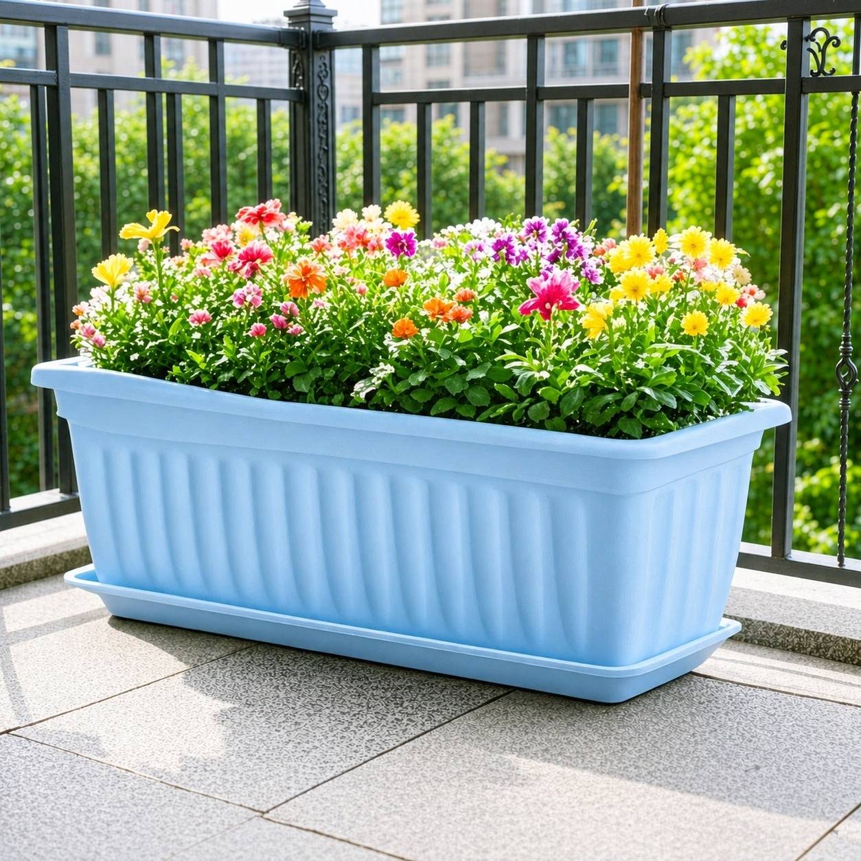 Lot de 4 Jardinières Rectangulaires avec Soucoupe et Étiquettes - Image 6