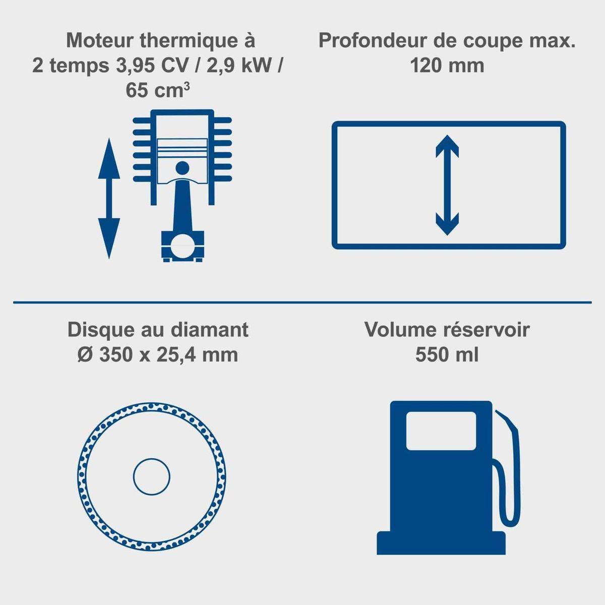 Scheppach - Tronçonneuse thermique PTS400, disque diamant 350 mm, moteur 2,9 kW, coupe jusqu’à 120 mm, Scheppach - Image 2