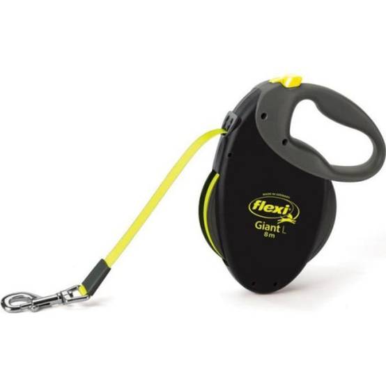 Flexi - Laisse enrouleur Flexi Neon Giant - FLEXI - GT3-210-S-NEO-12 - Noir et jaune - Pour chiens jusqu'a 50 kg