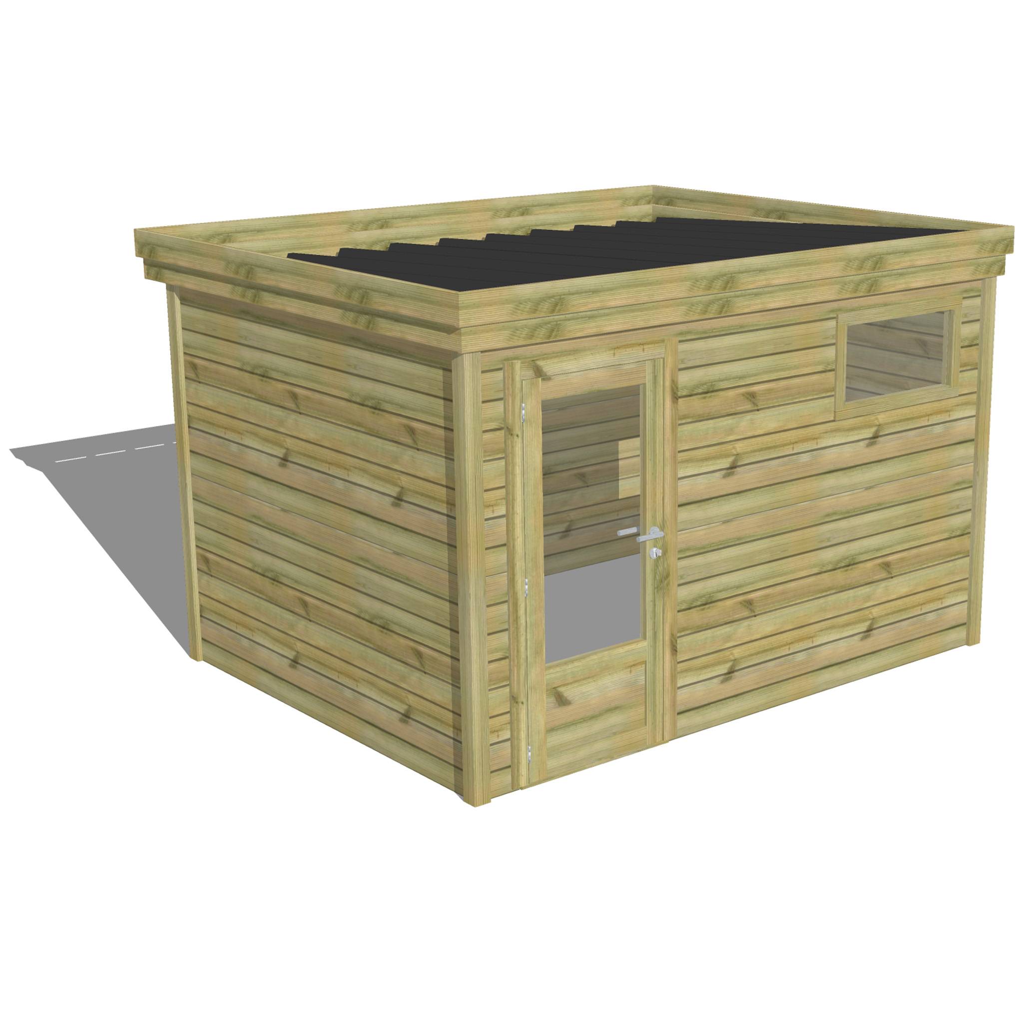Abri Français - ABRI DE JARDIN bois autoclave 27mm - 3,44x2,64m / 9m2 - Bac acier - Abri Français - Image 1