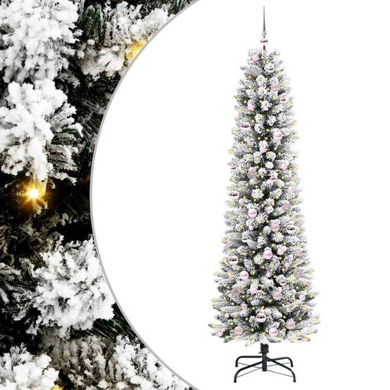 Sapin de Noël | Arbre de Noël artificiel Blanc 210 cm PVC, métal et plastique Maison Chic - Image 1