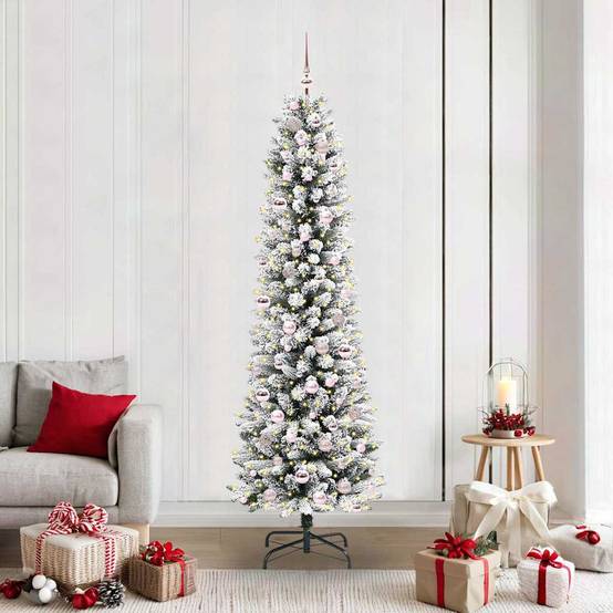 Sapin de Noël | Arbre de Noël artificiel Blanc 210 cm PVC, métal et plastique Maison Chic - Image 2