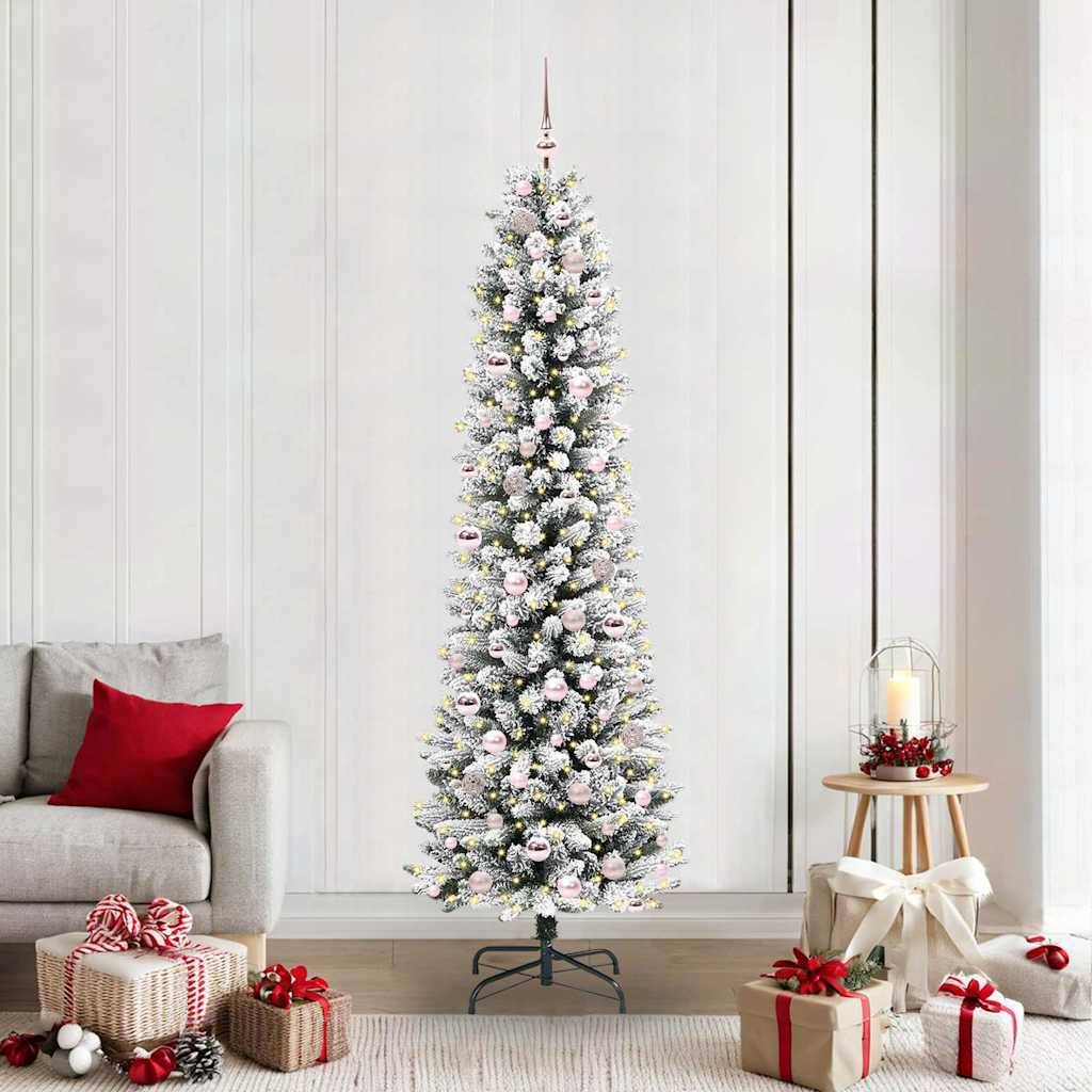 Sapin de Noël | Arbre de Noël artificiel Blanc 210 cm PVC, métal et plastique Maison Chic - Image 2