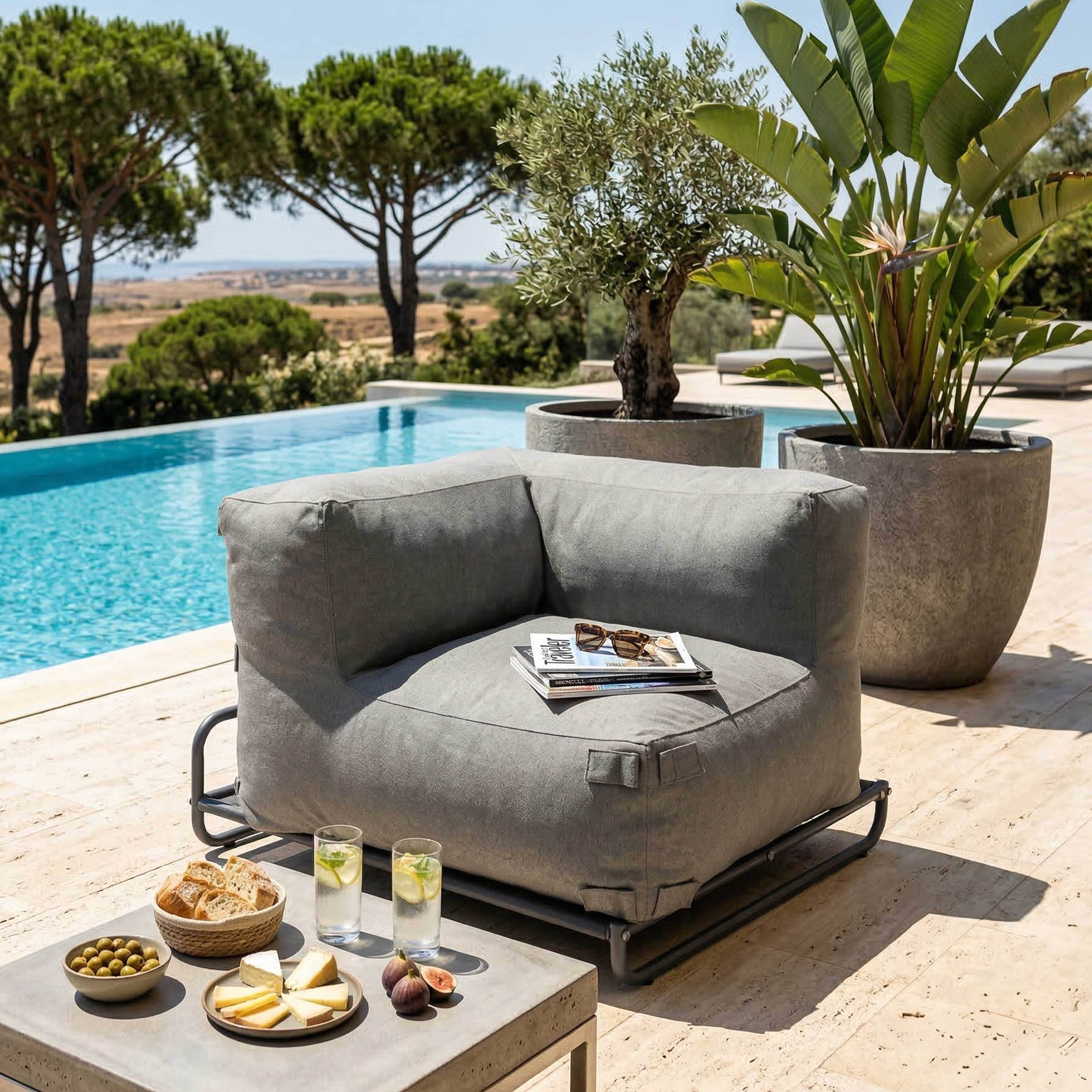 Oviala - Structure pour fauteuil d'angle de salon de jardin modulable gris Mixi - Oviala - Image 5