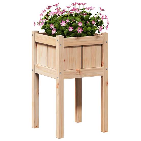 Cache-pot | Bac à fleurs de jardin Nature 40 x 40 x 70 cm Bois de pin massif - Image 3