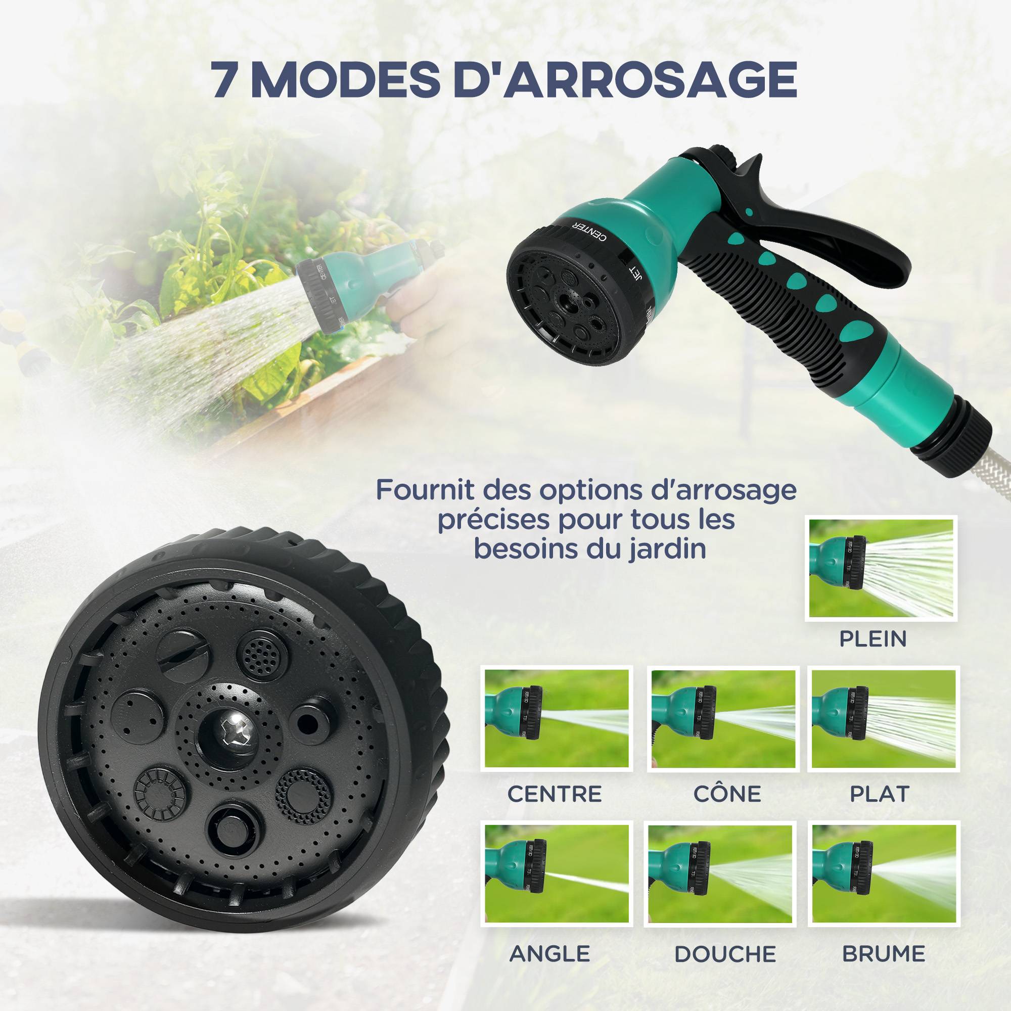 ComfortXL - Enrouleur tuyau d’arrosage mural PP 25+2 m gris clair jardin rebobinage auto 180° - ComfortXL Outdoor Living - Image 8