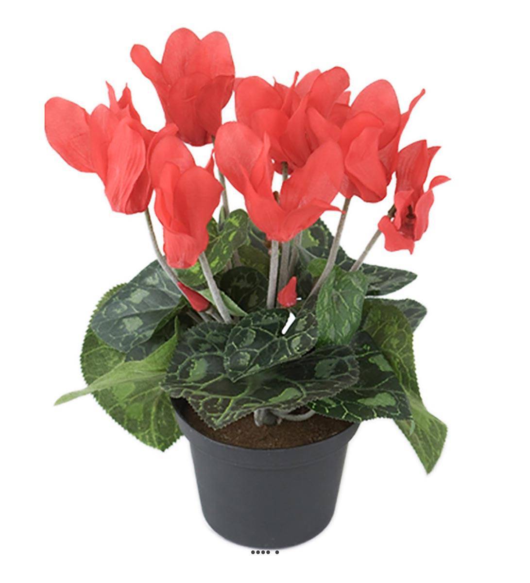 Artificielles - Cyclamen artificiel en pot H 20 cm D 15 cm qualité top Rouge - couleur: Rouge - Image 1