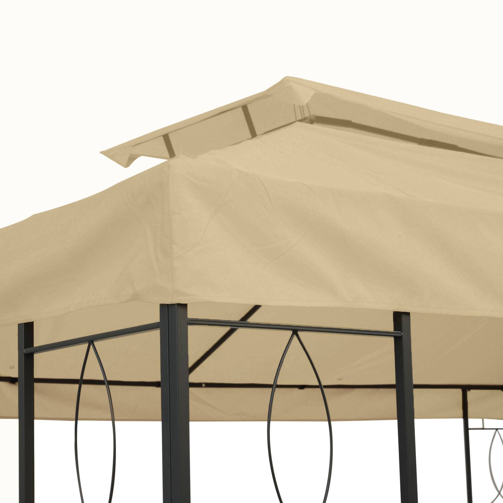 Toile de rechange pour pavillon tonnelle tente 3 x 4 m polyester haute densité 180 g/m² beige - Image 9
