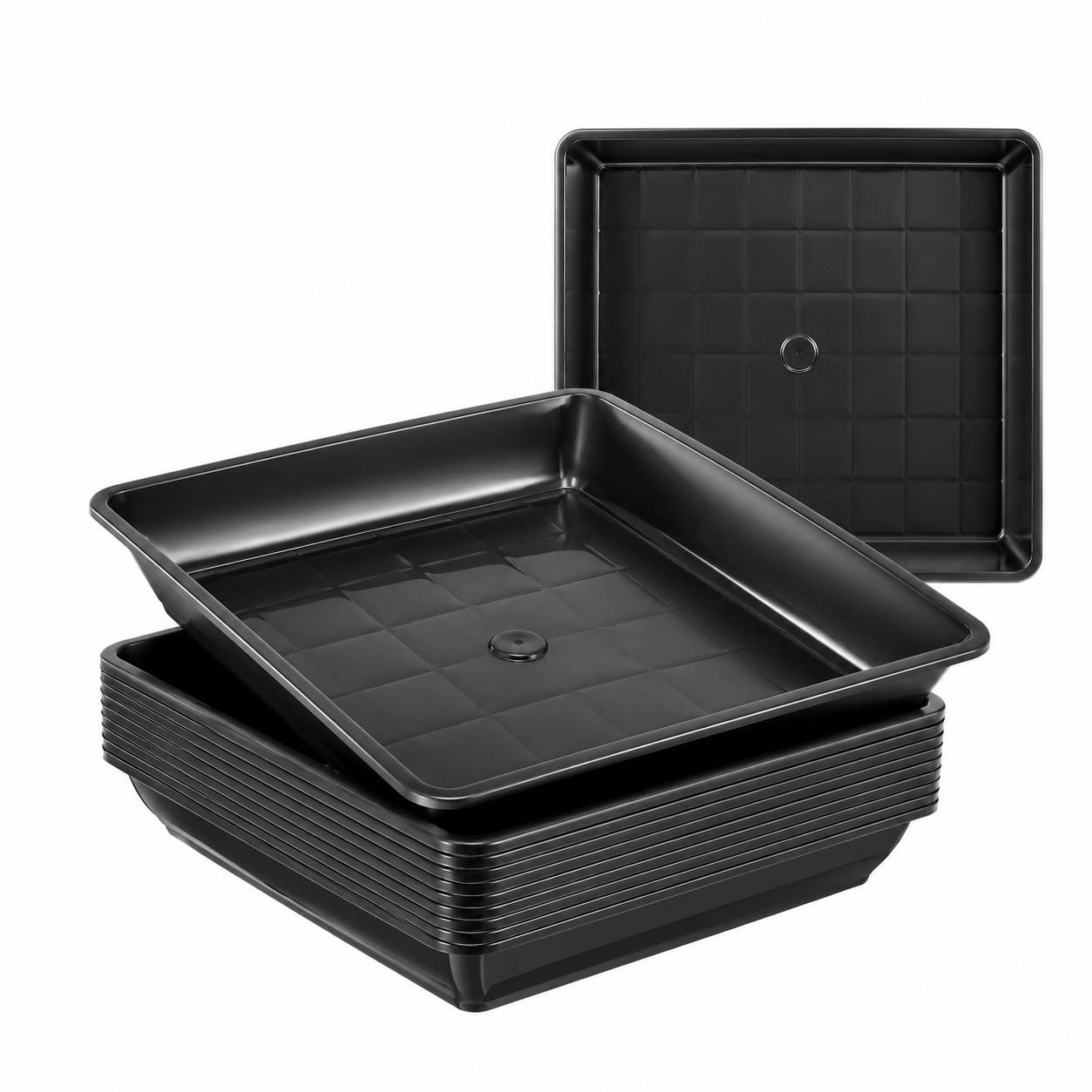 Lot de 10 Soucoupes Carrées Plastique pour Pots de Fleurs - Image 1
