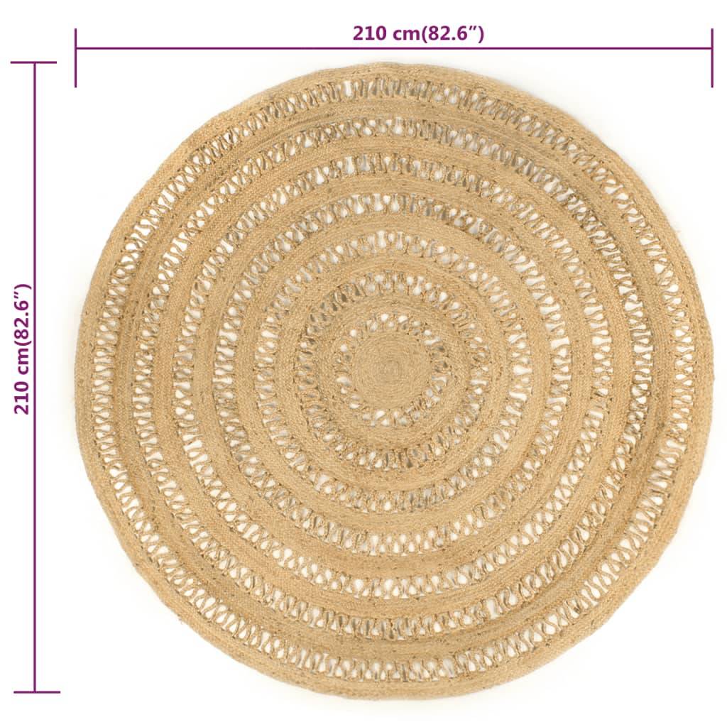 Grand Tapis Rond Artisanal en Jute Naturel Tressé au Style Traditionnel pour Salon Brun 210 cm – ComfortXL Outdoor Living - Image 6