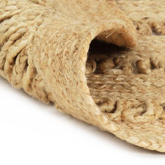 Grand Tapis Rond Artisanal en Jute Naturel Tressé au Style Traditionnel pour Salon Brun 210 cm – ComfortXL Outdoor Living - Image 2