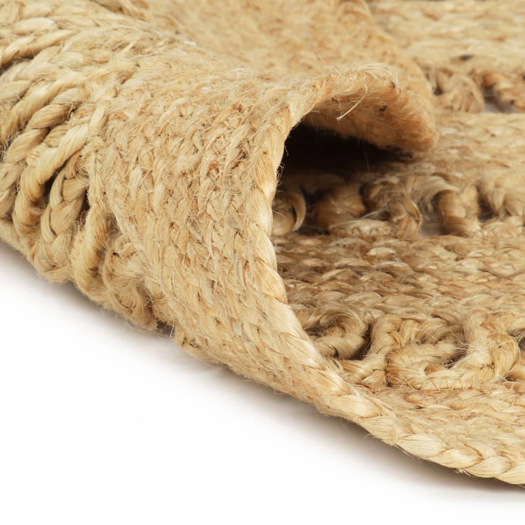 Grand Tapis Rond Artisanal en Jute Naturel Tressé au Style Traditionnel pour Salon Brun 210 cm – ComfortXL Outdoor Living - Image 2