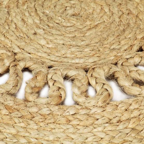 Grand Tapis Rond Artisanal en Jute Naturel Tressé au Style Traditionnel pour Salon Brun 210 cm – ComfortXL Outdoor Living - Image 4