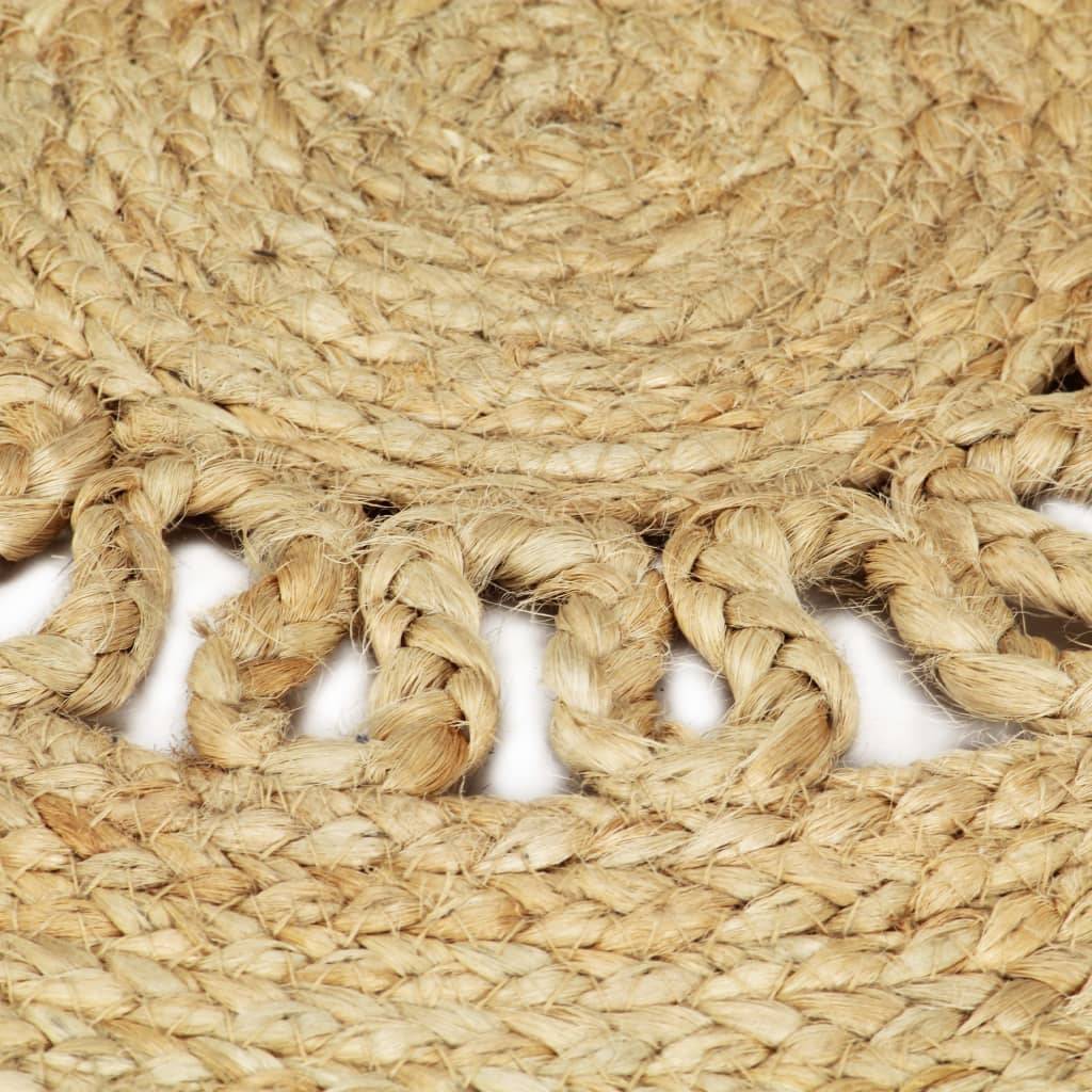 Grand Tapis Rond Artisanal en Jute Naturel Tressé au Style Traditionnel pour Salon Brun 210 cm – ComfortXL Outdoor Living - Image 4
