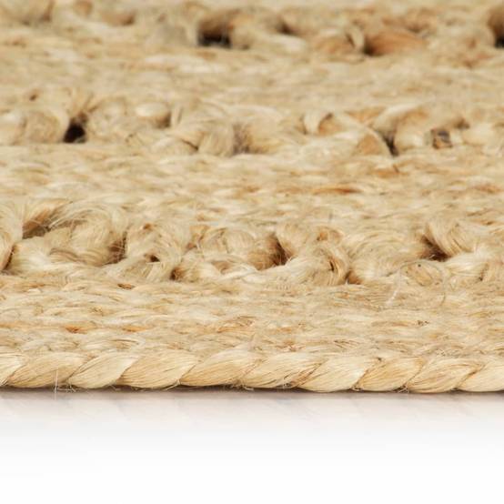 Grand Tapis Rond Artisanal en Jute Naturel Tressé au Style Traditionnel pour Salon Brun 210 cm – ComfortXL Outdoor Living - Image 3