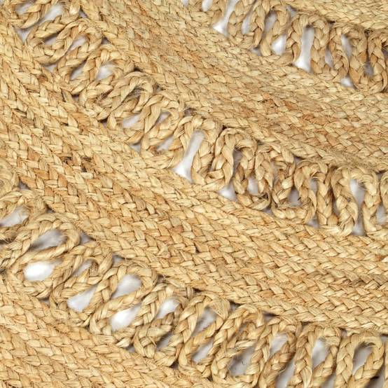 Grand Tapis Rond Artisanal en Jute Naturel Tressé au Style Traditionnel pour Salon Brun 210 cm – ComfortXL Outdoor Living - Image 5
