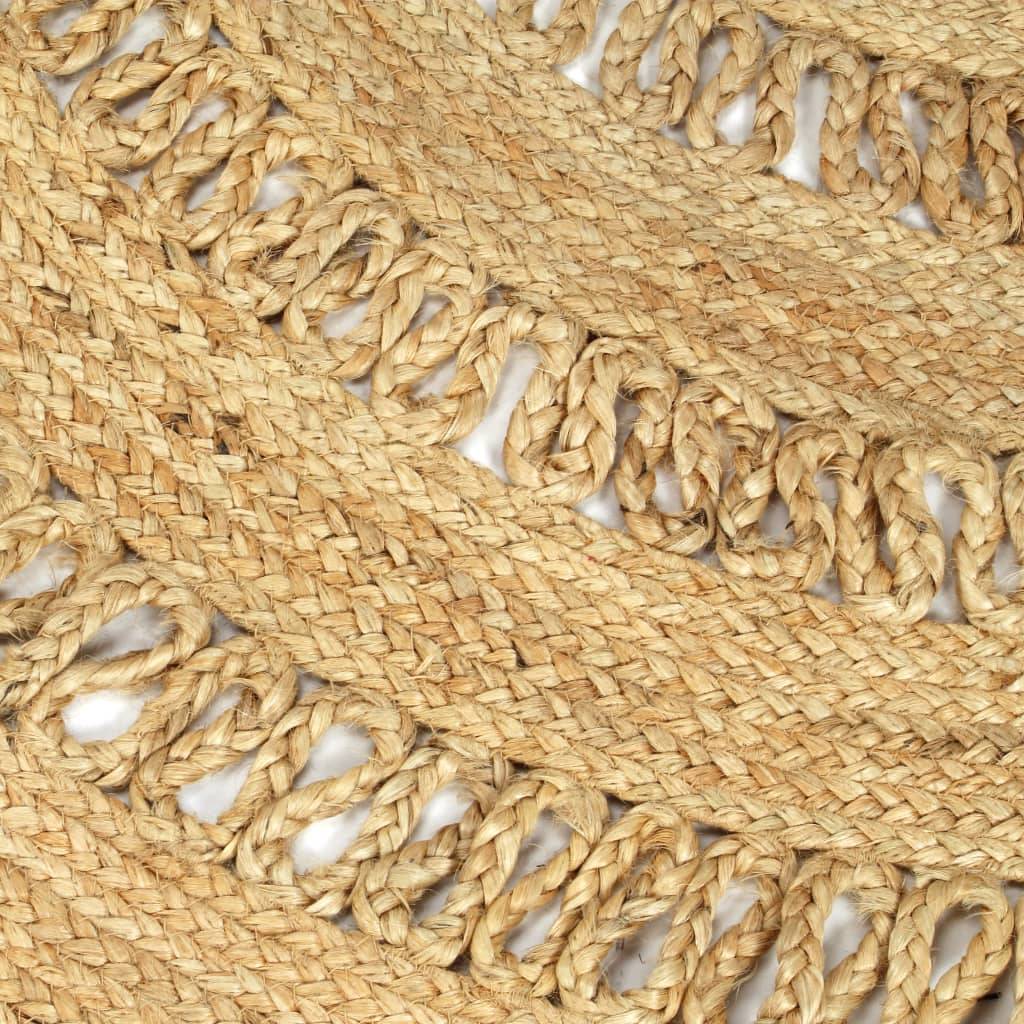 Grand Tapis Rond Artisanal en Jute Naturel Tressé au Style Traditionnel pour Salon Brun 210 cm – ComfortXL Outdoor Living - Image 5