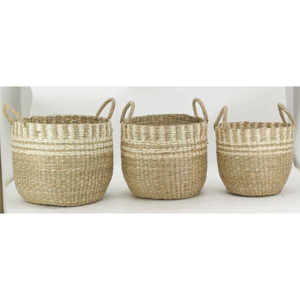 Aubry Gaspard - Cache-pots en jonc de mer naturel tressé (lot de 3) - Image 3
