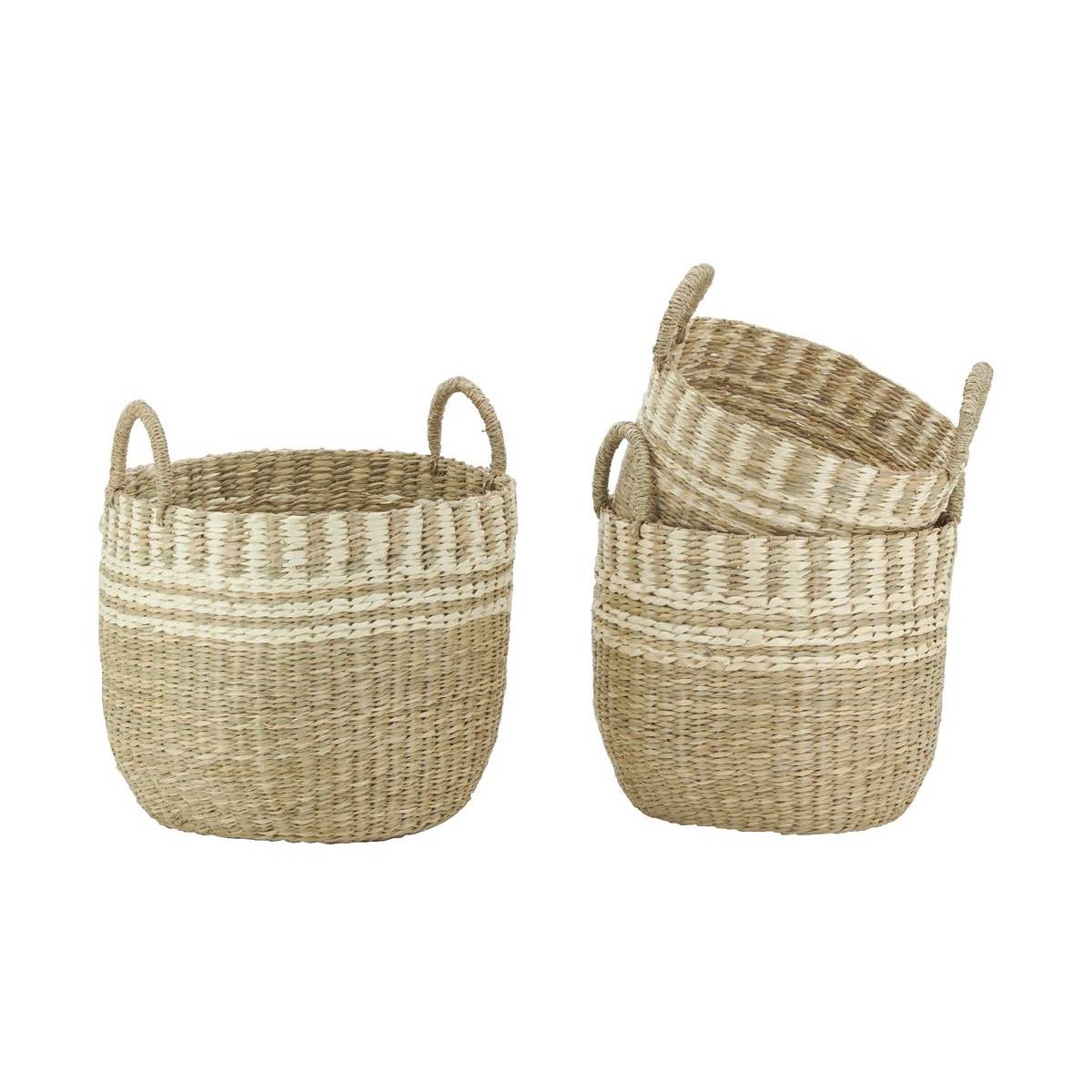 Aubry Gaspard - Cache-pots en jonc de mer naturel tressé (lot de 3) - Image 1