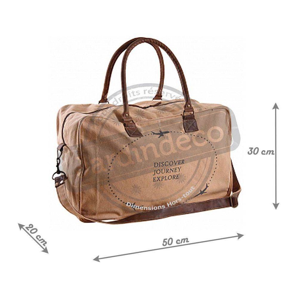 Aubry Gaspard - Sac de voyage en coton et cuir Discover - Image 4