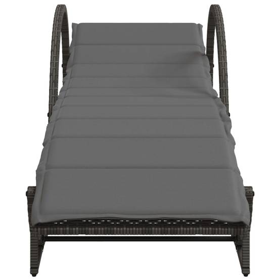 Ensemble Lits Soleil Résine Grise Accoudoirs Coussins Gris Foncé Piscine – ComfortXL Outdoor Living - Image 4