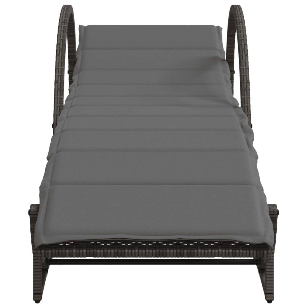 Ensemble Lits Soleil Résine Grise Accoudoirs Coussins Gris Foncé Piscine – ComfortXL Outdoor Living - Image 4