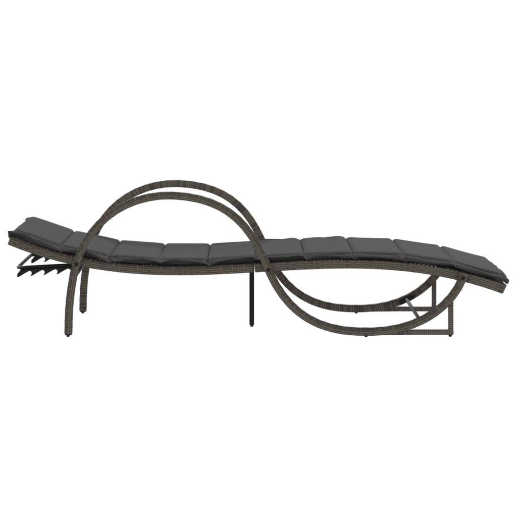 Ensemble Lits Soleil Résine Grise Accoudoirs Coussins Gris Foncé Piscine – ComfortXL Outdoor Living - Image 5