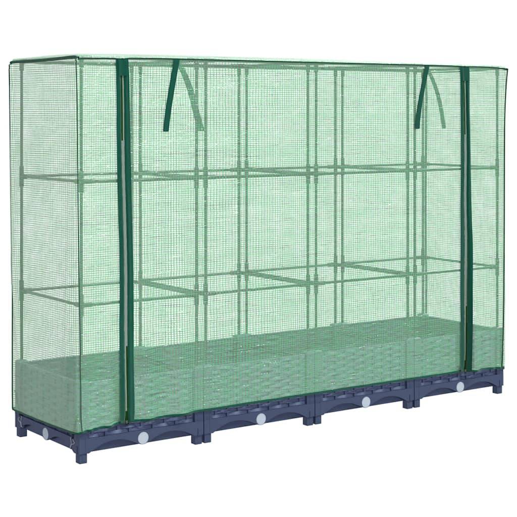 PANGIVO - Carré potager surélevé PP bleu-gris avec housse PE aspect rotin 160 x 40 x 123 cm - PANGIVO - Image 2
