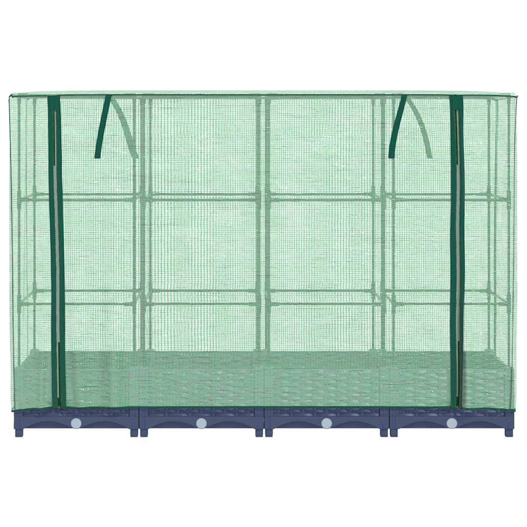PANGIVO - Carré potager surélevé PP bleu-gris avec housse PE aspect rotin 160 x 40 x 123 cm - PANGIVO - Image 4