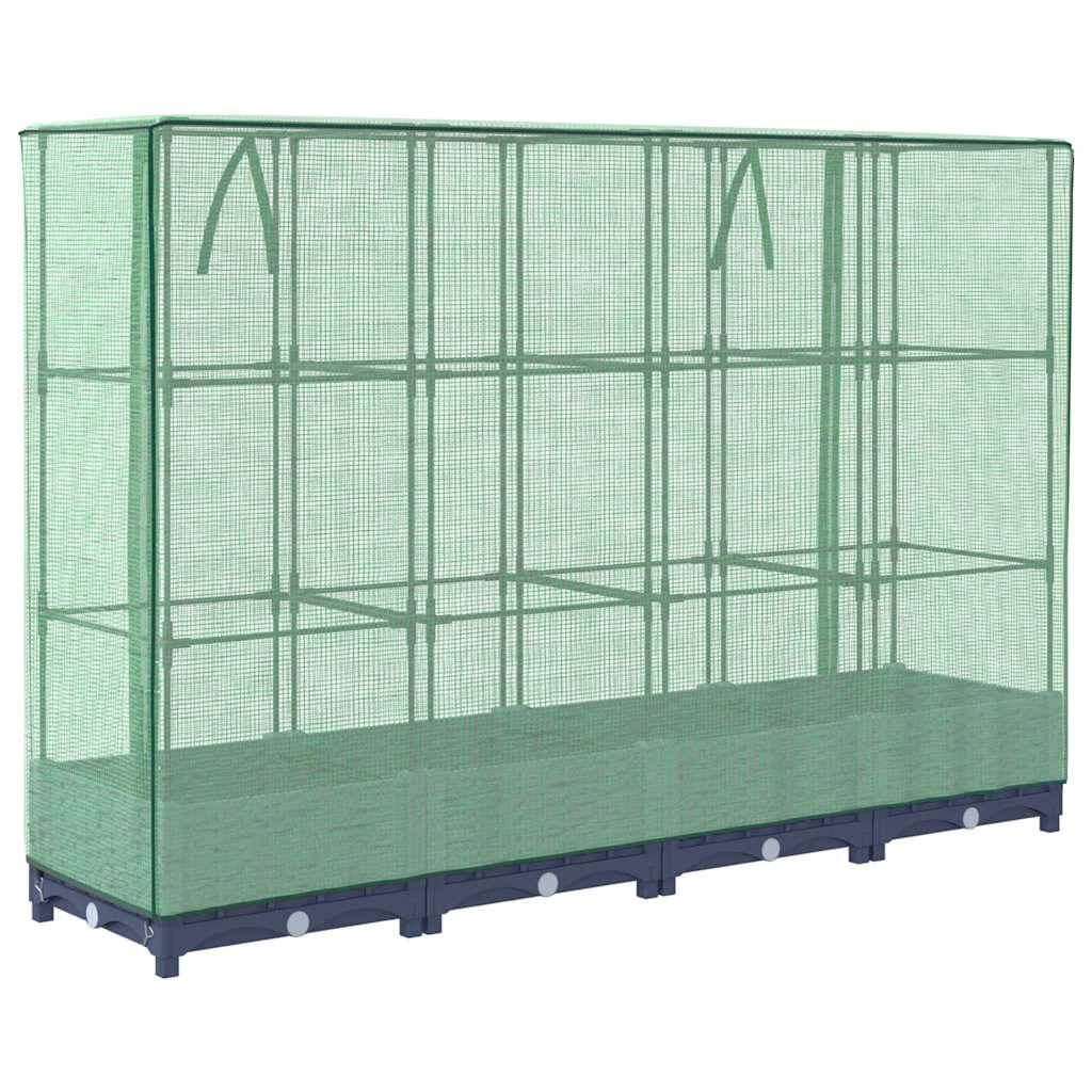 PANGIVO - Carré potager surélevé PP bleu-gris avec housse PE aspect rotin 160 x 40 x 123 cm - PANGIVO - Image 6