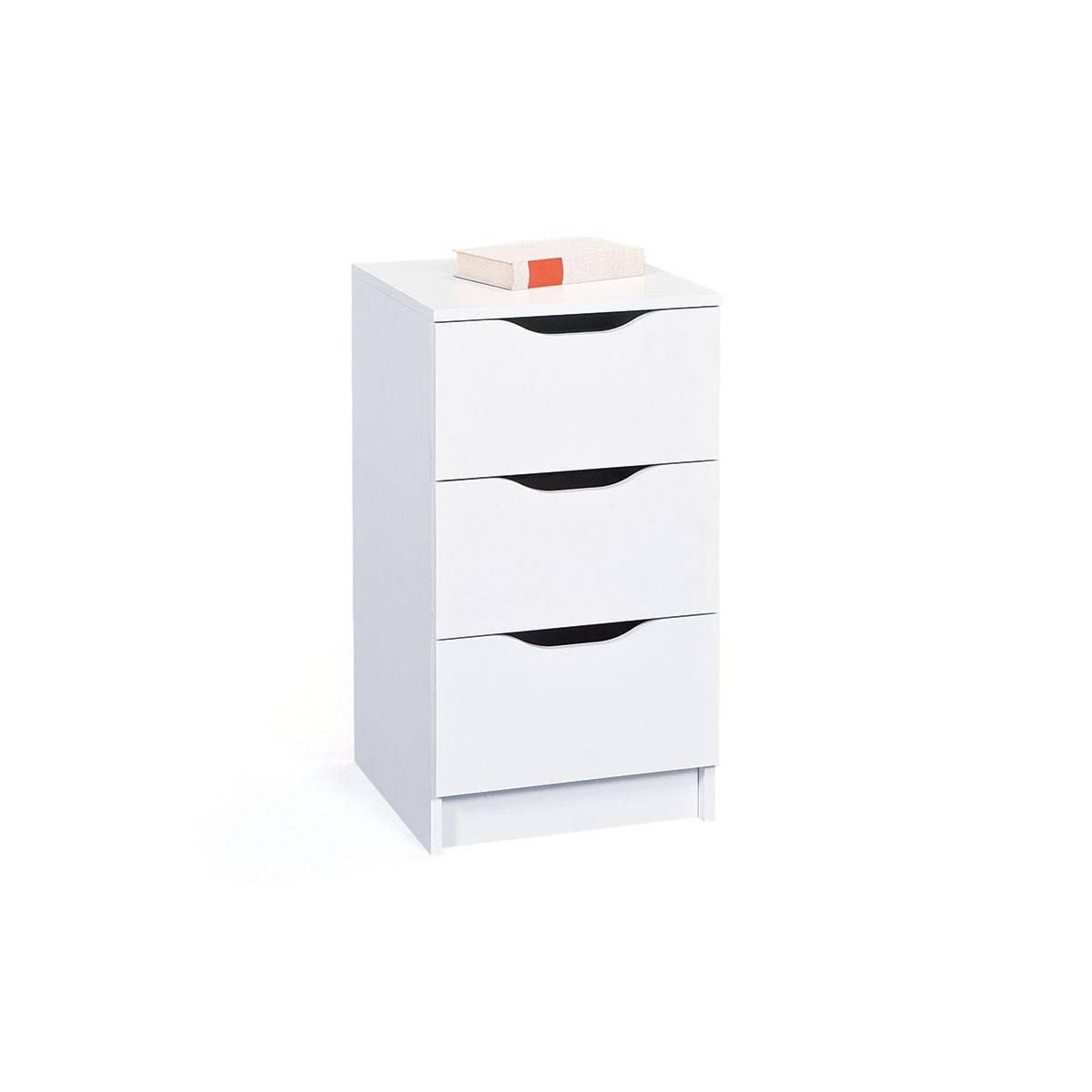 Table de Chevet 3 Tiroirs "Tilda" 41cm Blanc - Image 2