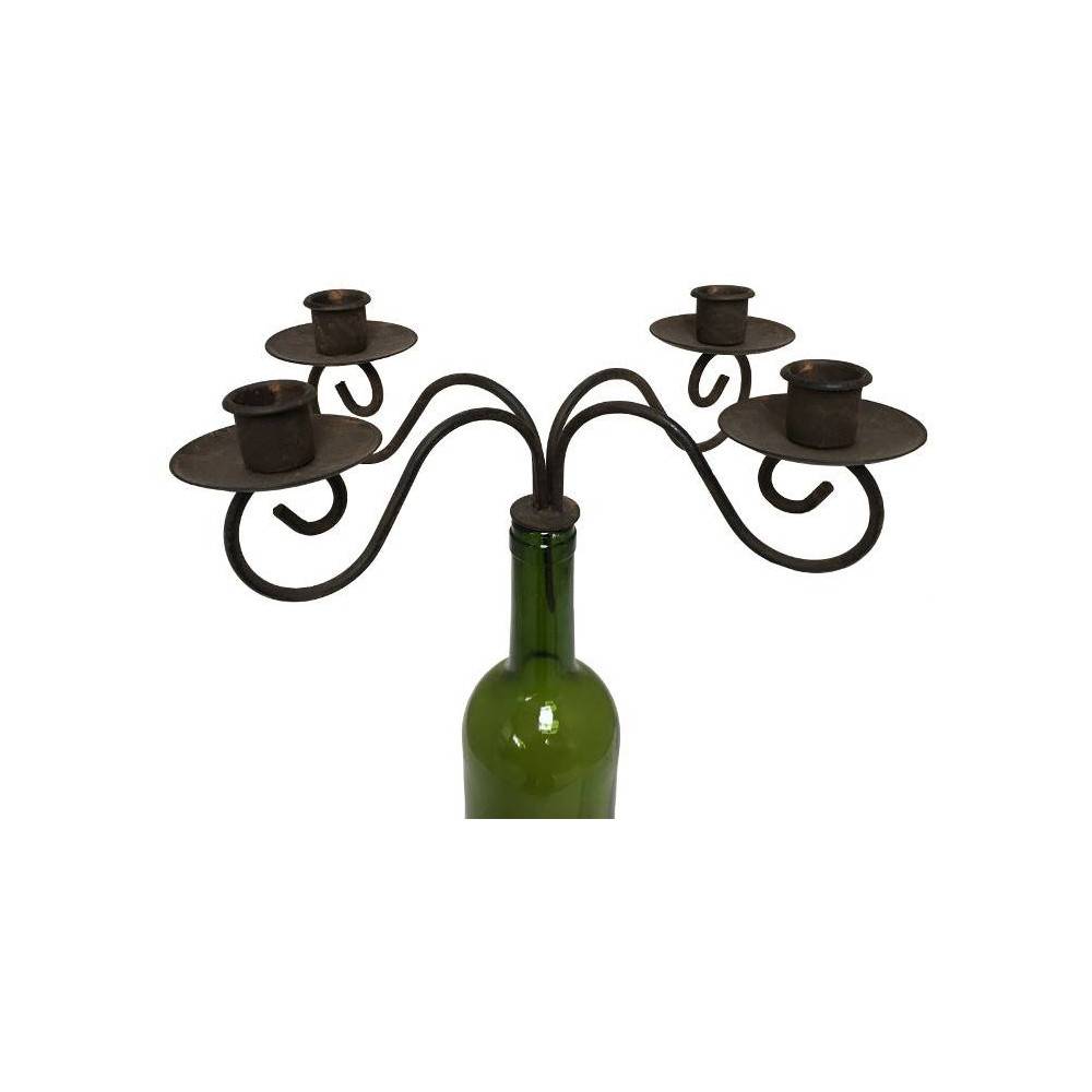 Bougeoir bouteille 4 supports en métal marron 25 x 20 x 9 cm Chemin de campagne - Image 1