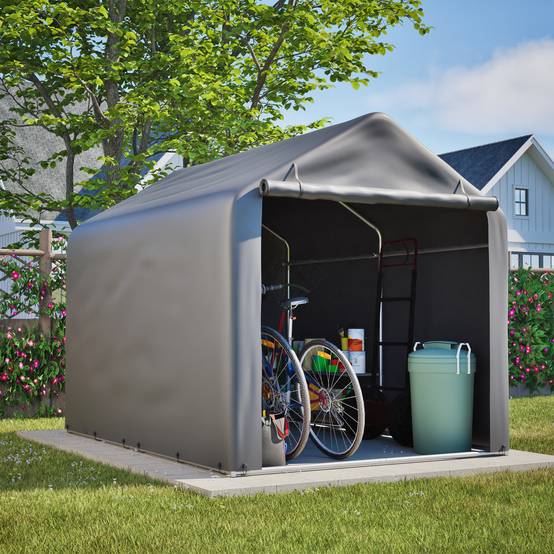 PANGIVO - Garage pour vélo gris en métal et PE, 160 x 220 x 165 cm - PANGIVO - Image 10