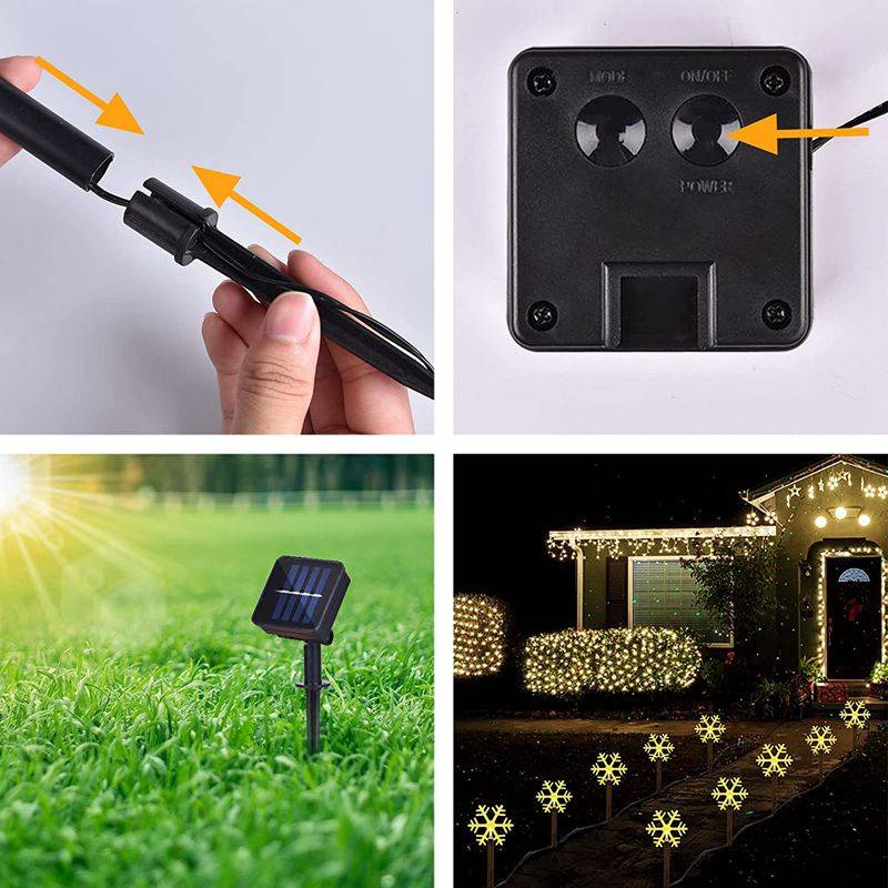 Lot de 5 lumières solaires flocon de neige de noël, lumières solaires sur piquet, décoration de noël, lumières de paysage de noël - Image 4