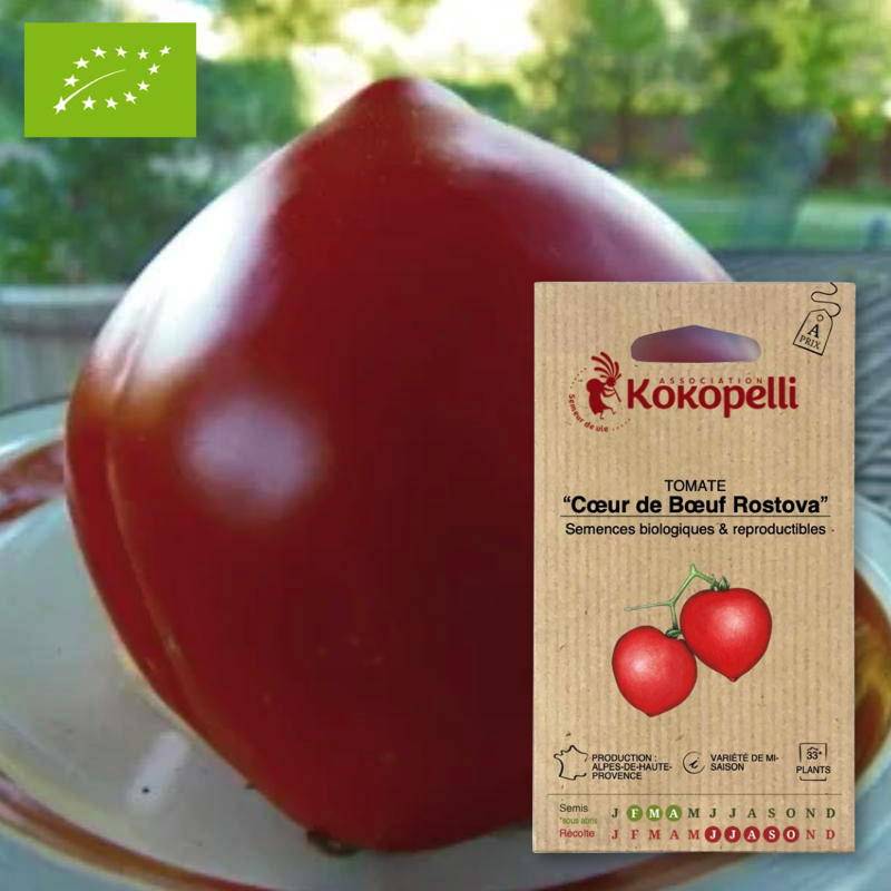 Graines bio à semer - Tomate Cœur de Bœuf Rostova- Association Kokopelli