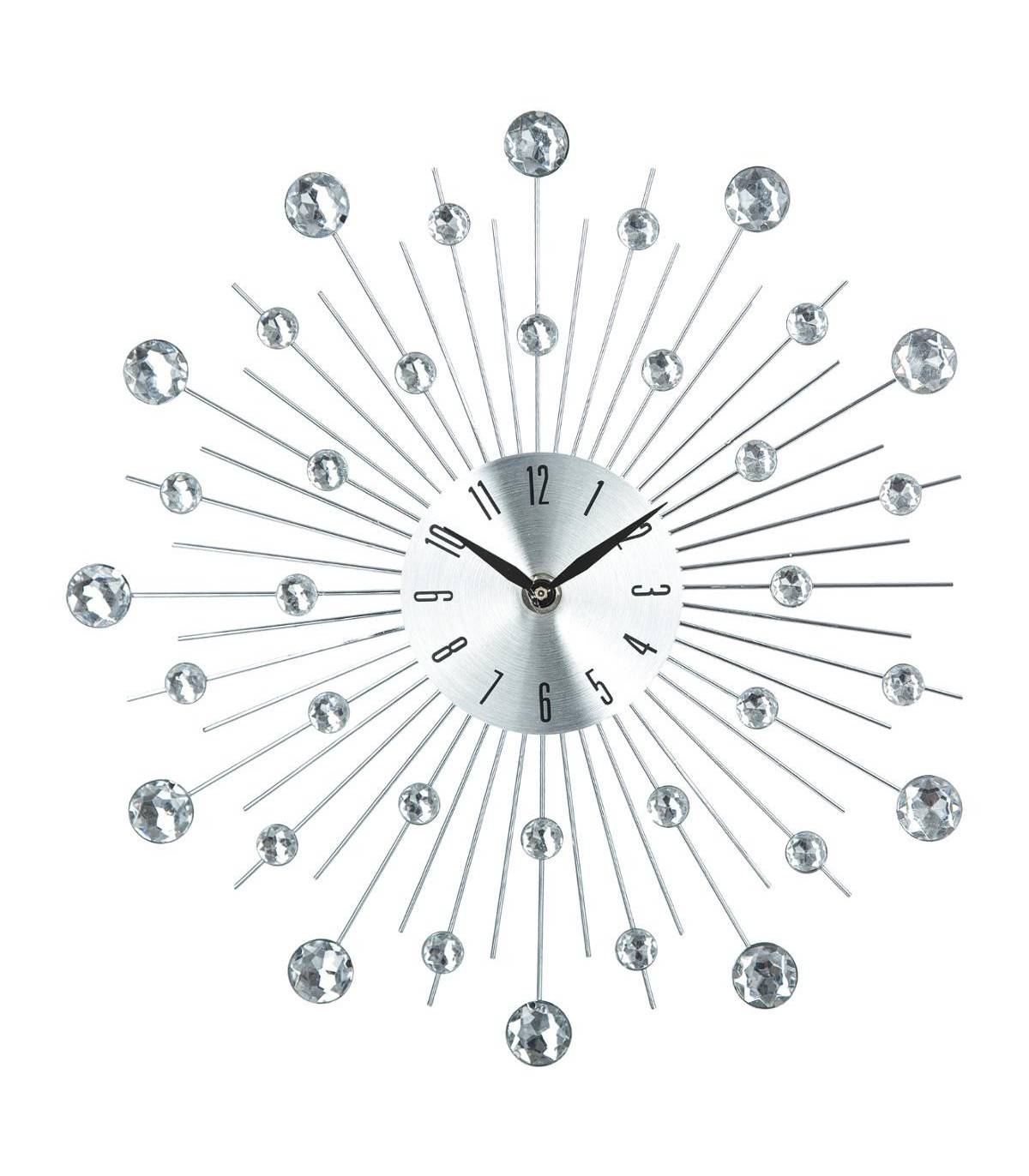 Pendule murale en métal et strass D 33 cm - Image 1