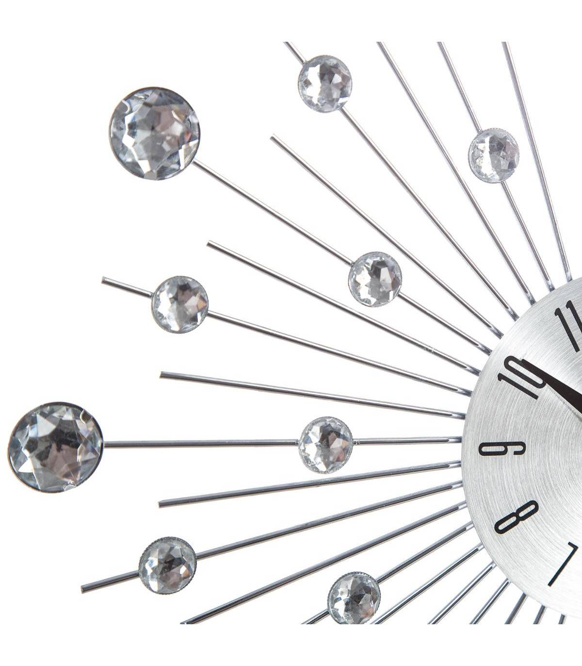 Pendule murale en métal et strass D 33 cm - Image 2